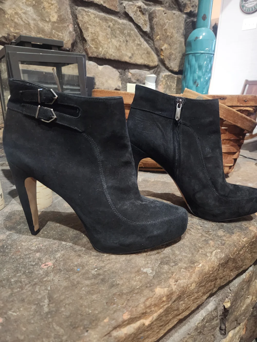 Sam Edelman Black Suede Ankle Booties with Buckle Straps